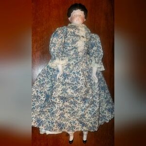 Antique 27"  Hertwig Black China Head Doll  w/ a Molded Collar Hands Feet. 1900s